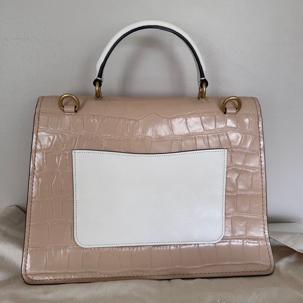 Coach Parker Top Handle 32 Bag Tan Cream Croc Embossed Ginny & Georgia Rare - Picture 6 of 16